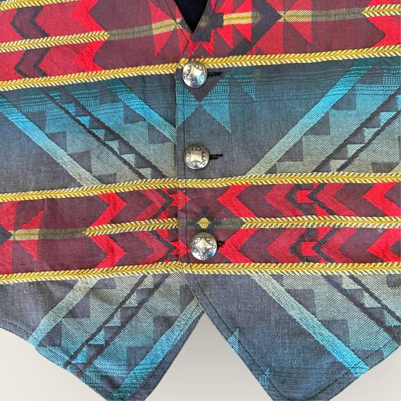 True Grit Vintage Southwest Aztec Tapestry Vest Tuxedo Woven Men Size L / 4 USA - Picture 4 of 11